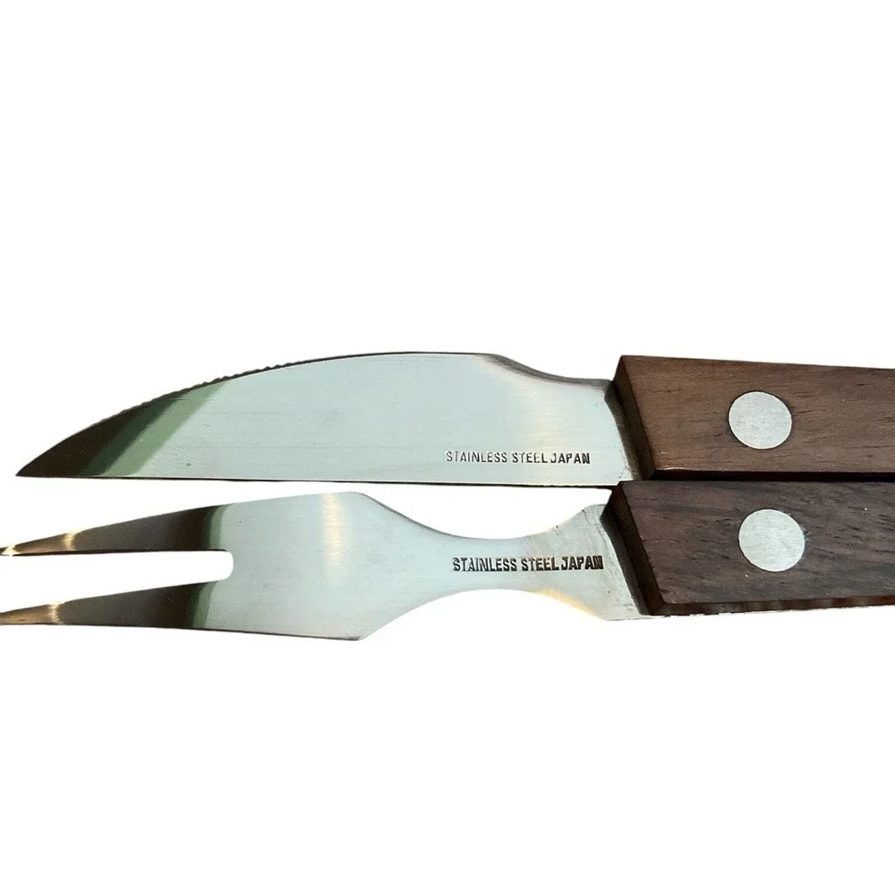 Burnco Mini Hors d'oeuvre Set Stainless Steel & Wood Knife and Fork